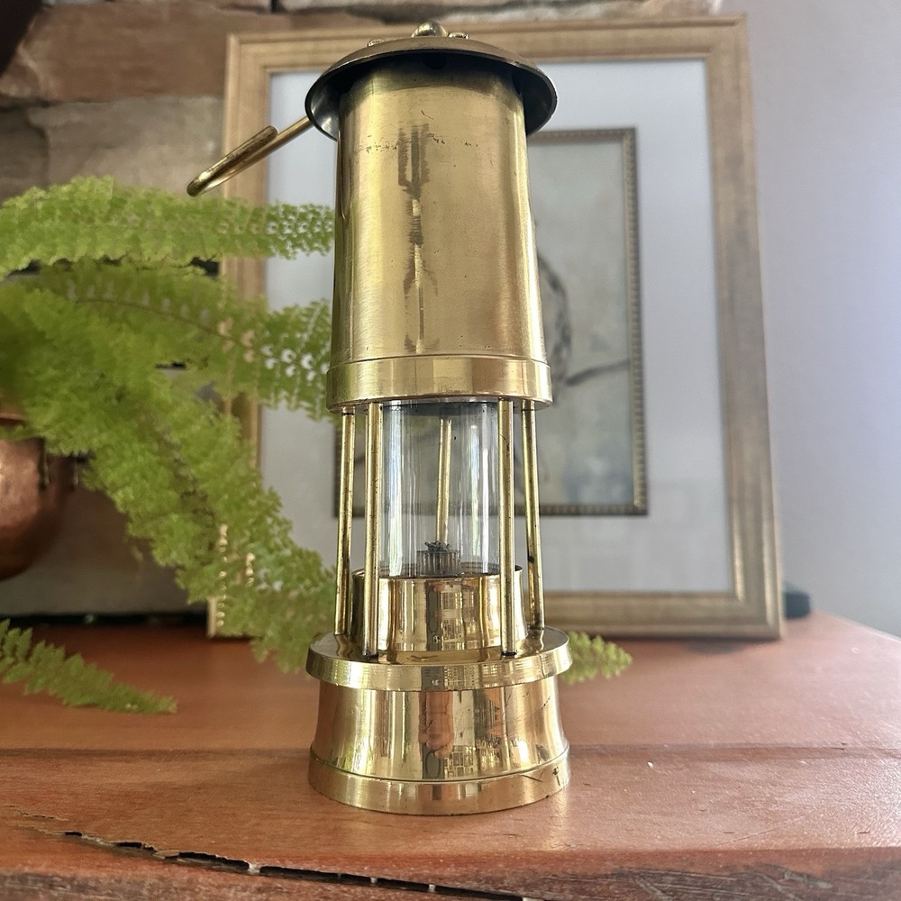 Vintage Brass Miner Style‎ Oil Lantern Hanging Lamp Made in India 8" Decor
